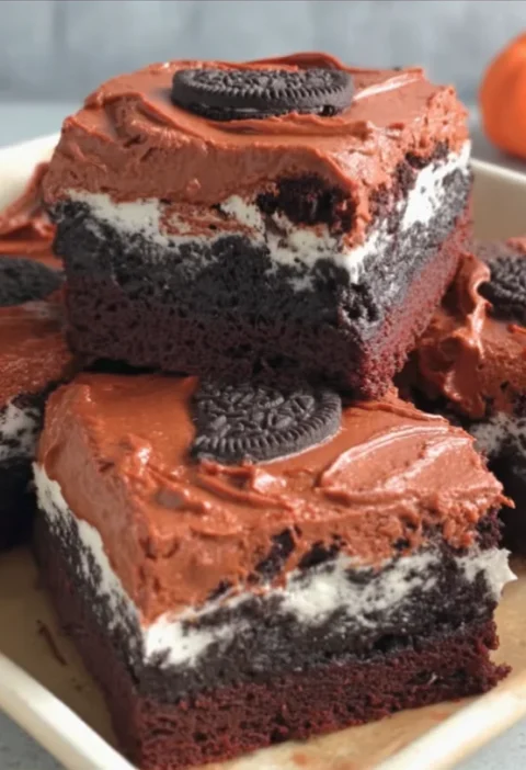 Oreo Layered Halloween Brownies