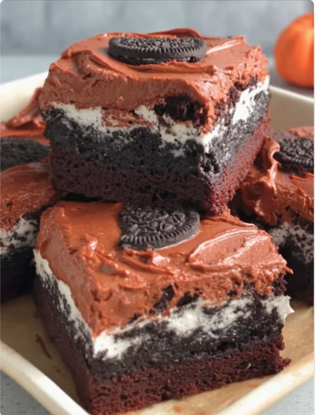 Oreo Layered Halloween Brownies