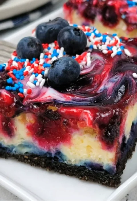 Red White and Blue Cheesecake Bars