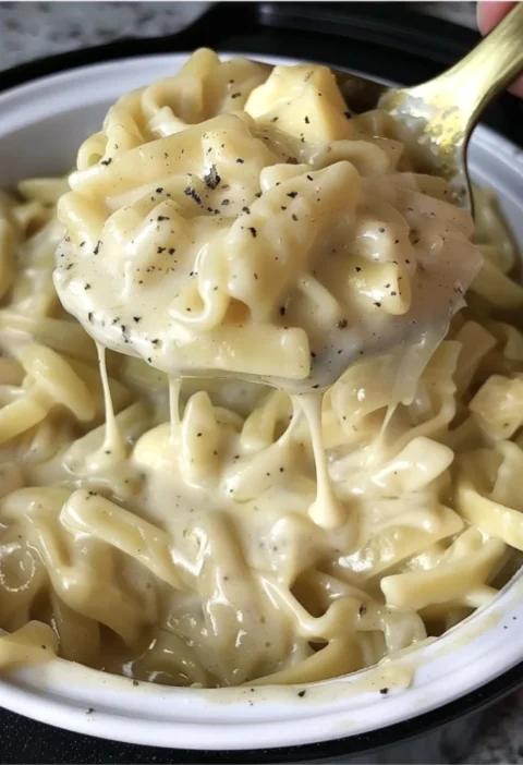 Slow Cooker Creamy Buttered Noodles