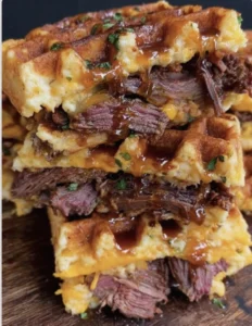 Smoky Bourbon-Maple Brisket Grilled Cheese Wafflewich