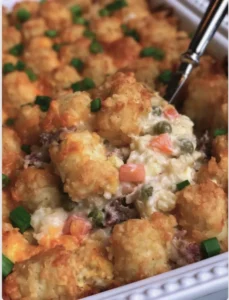 Chicken Alfredo Tater Tot Bake
