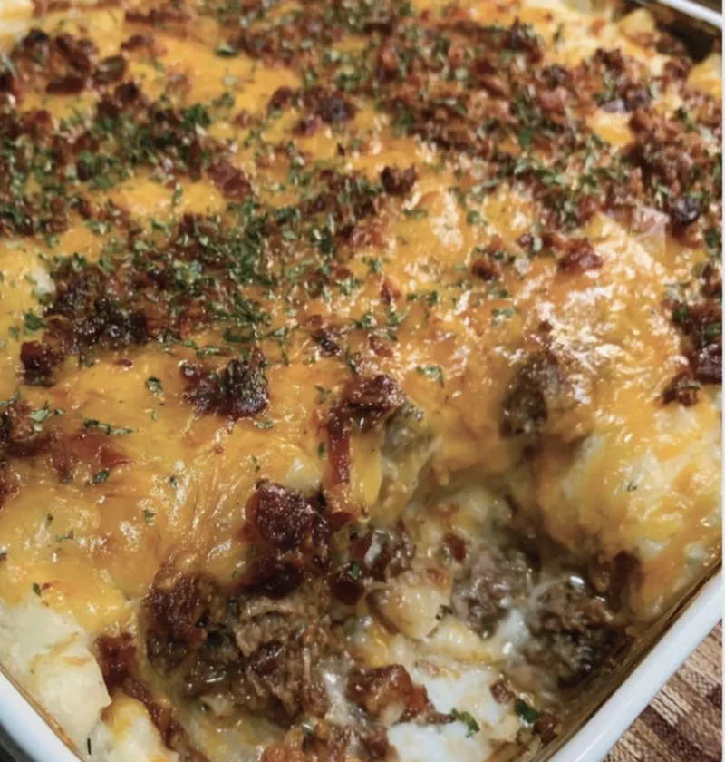 Cowboy Meatloaf and Potato Casserole