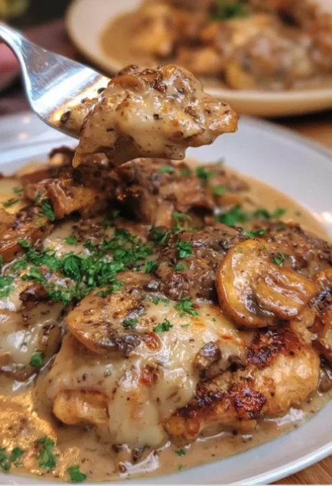 Creamy Mushroom Swiss Chicken Patties