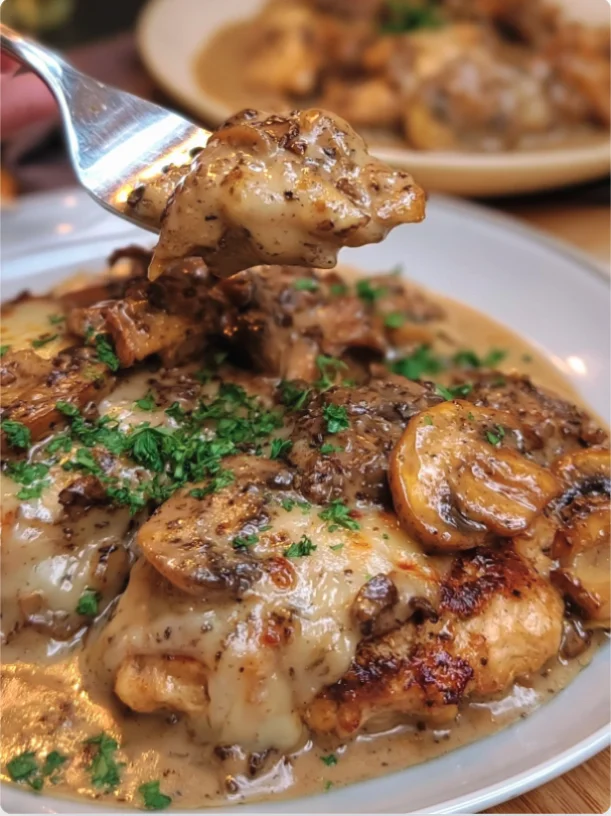 Creamy Mushroom Swiss Chicken Patties