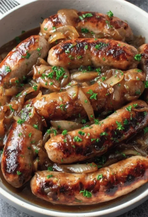Easy Onion Gravy Sausages