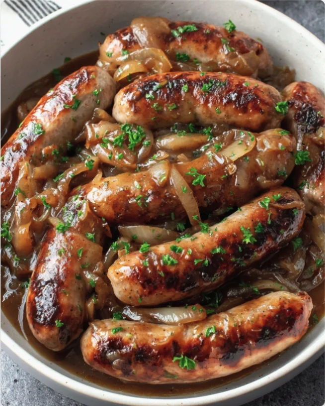 Easy Onion Gravy Sausages