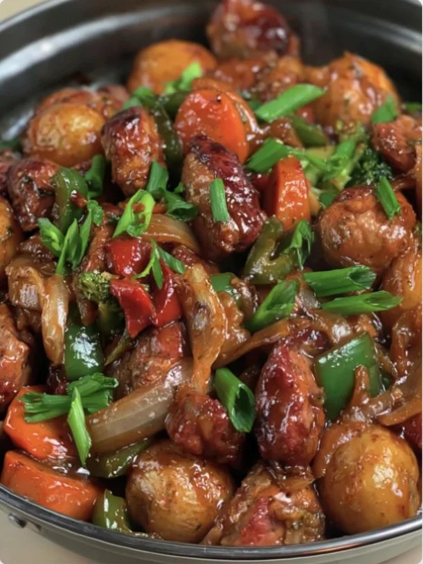 Honey Garlic Sausage & Baby Potato Skillet