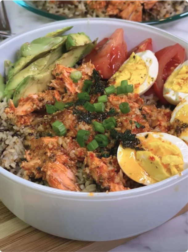 salmon rice bowl