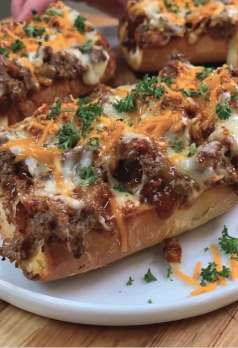 Sloppy Joe Garlic Bread Boats
