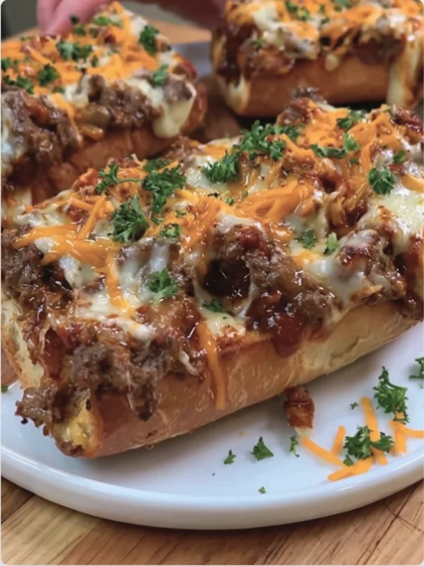 Sloppy Joe Garlic Bread Boats