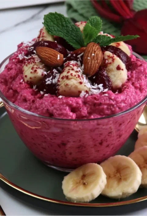 Beetroot Banana Oatmeal