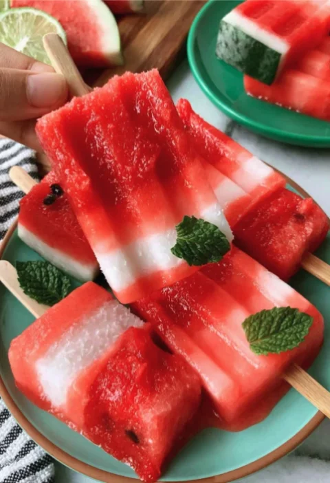 Coconut & Watermelon Popsicles