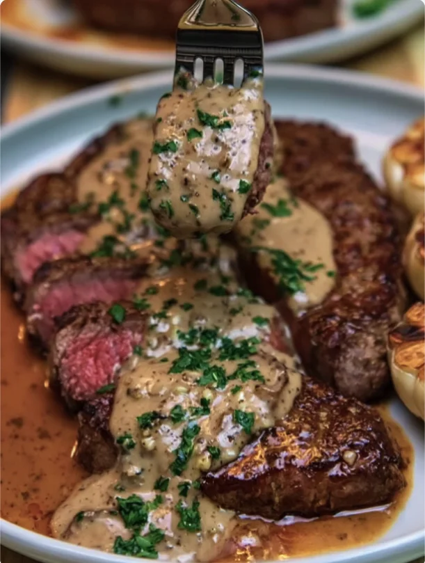 Juicy Steak with Creamy Garlic Sauce