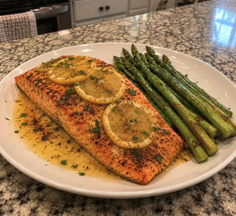 lemon butter salmon with asparagus