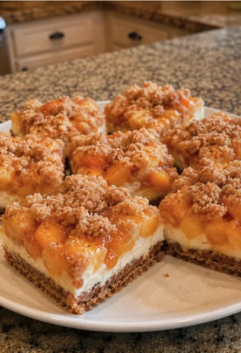 Peach Cobbler Cheesecake Bars