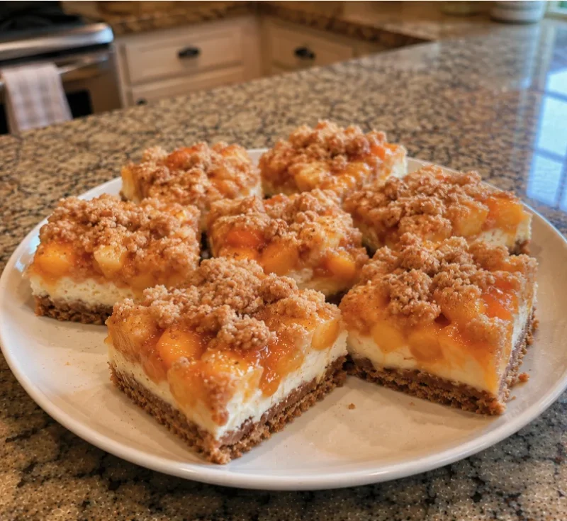 Peach Cobbler Cheesecake Bars