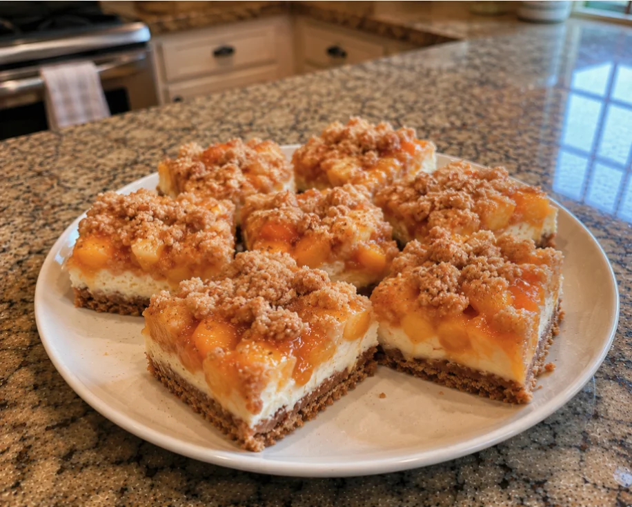 Peach Cobbler Cheesecake Bars