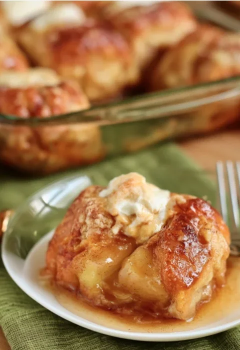 Apple Dumplings with Molasses Whipped Cream