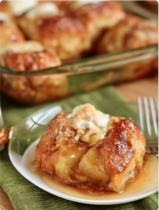 Apple Dumplings with Molasses Whipped Cream