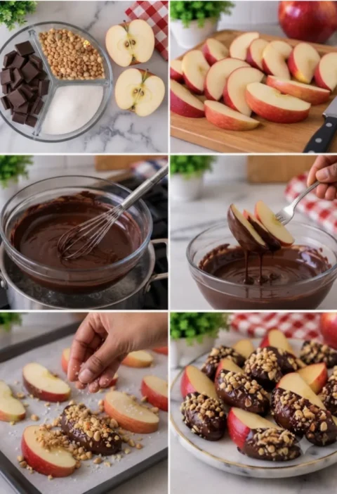 Chocolate Nut Apple Slices
