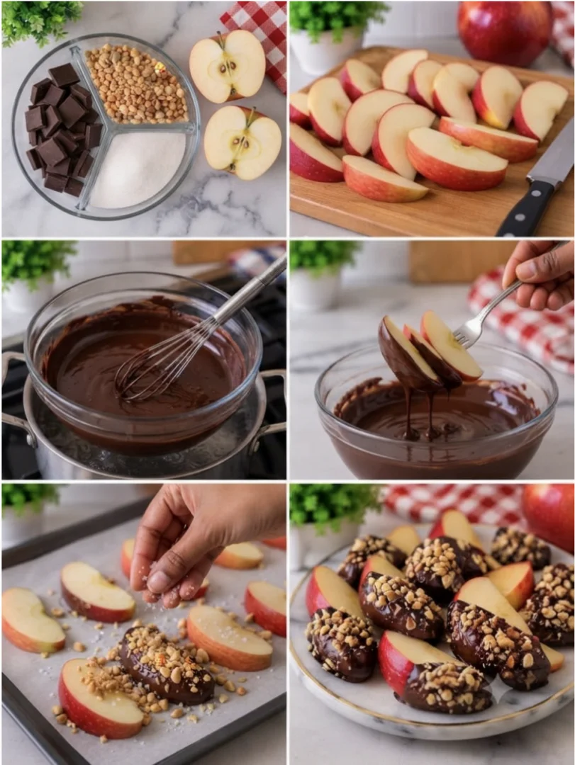 Chocolate Nut Apple Slices