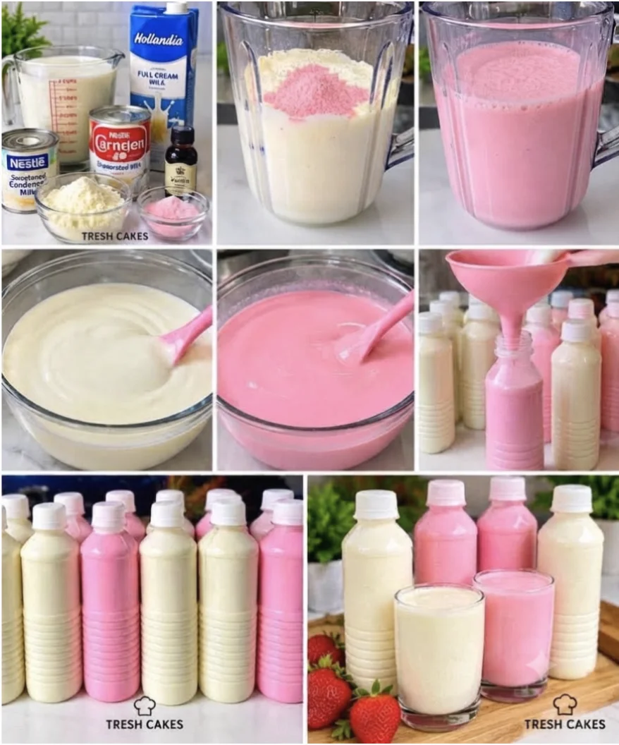 Creamy Homemade Yoghurt Drink (Pink & White)