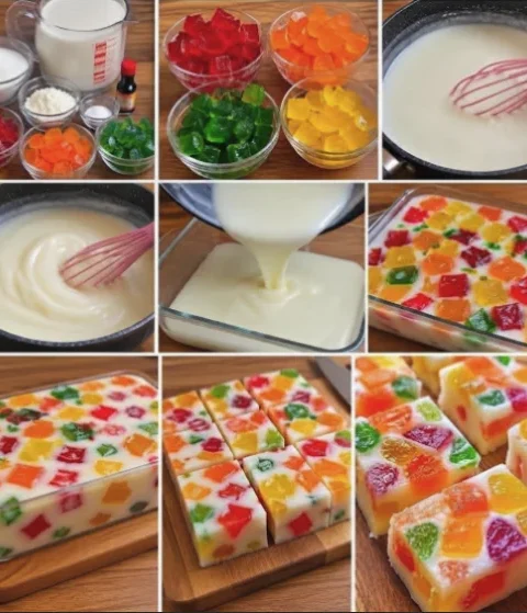 Colorful Milk Jelly Squares
