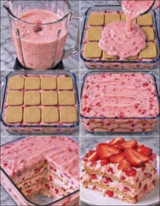 No-Bake Strawberry Biscuit Cake